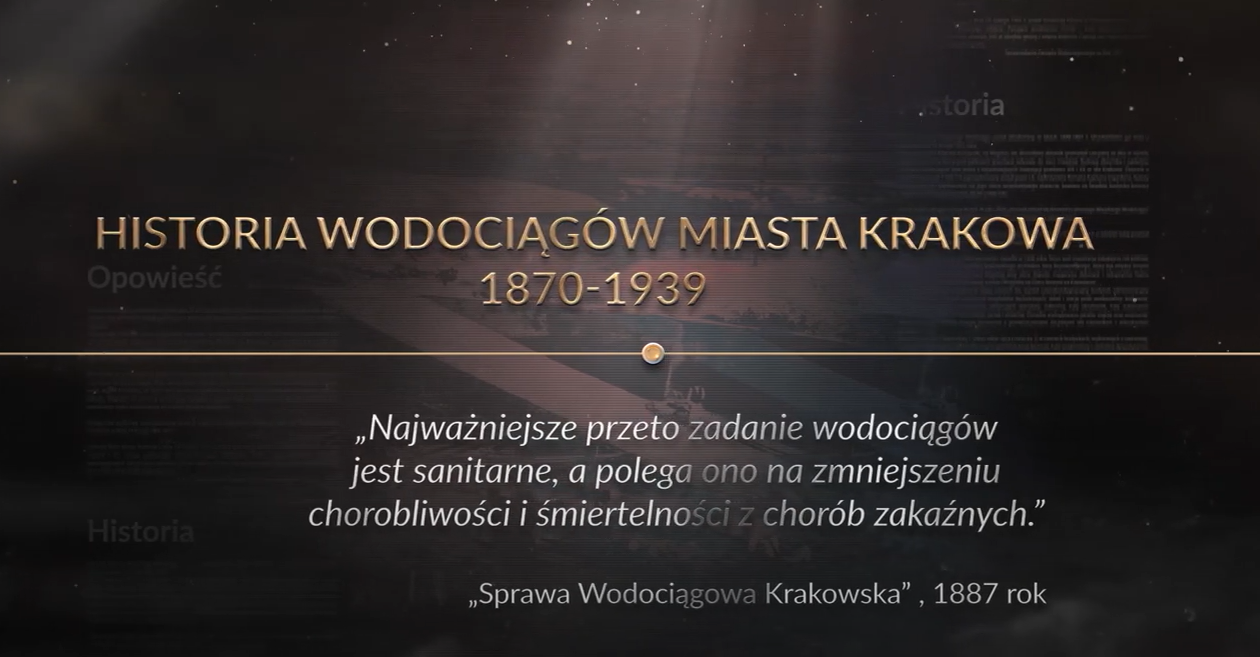 Kadr z filmu historycznego o Wodociągach Miasta Krakowa cz. I.