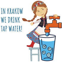 Logotype of the campaign in Krakow, we drink tap water.