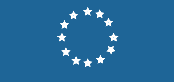 Ikonografika Unia europejska. Białe gwiazdy ułożone po kole.